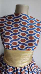 Material Elastic Ovale Maron /Albastru/Crem ELA1055